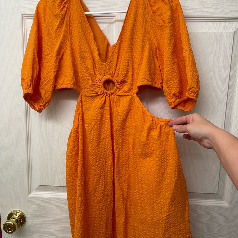 Orange cutout mini dress